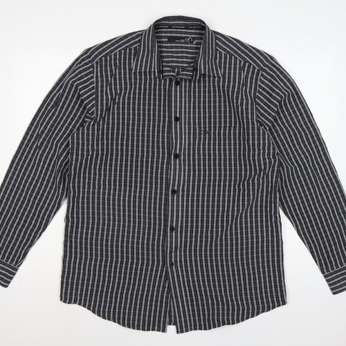 Colin Montgomerie Men's Black Grey Check Long Sleeve Shirt M