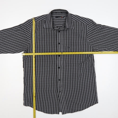 Colin Montgomerie Men's Black Grey Check Long Sleeve Shirt M