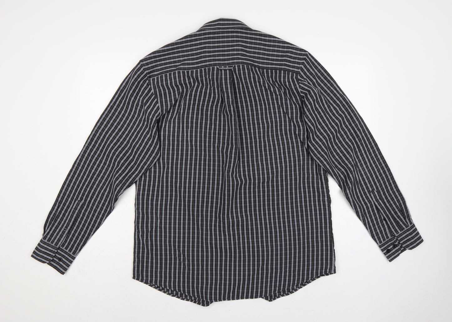 Colin Montgomerie Men's Black Grey Check Long Sleeve Shirt M
