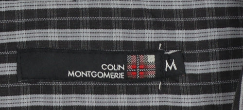 Colin Montgomerie Men's Black Grey Check Long Sleeve Shirt M