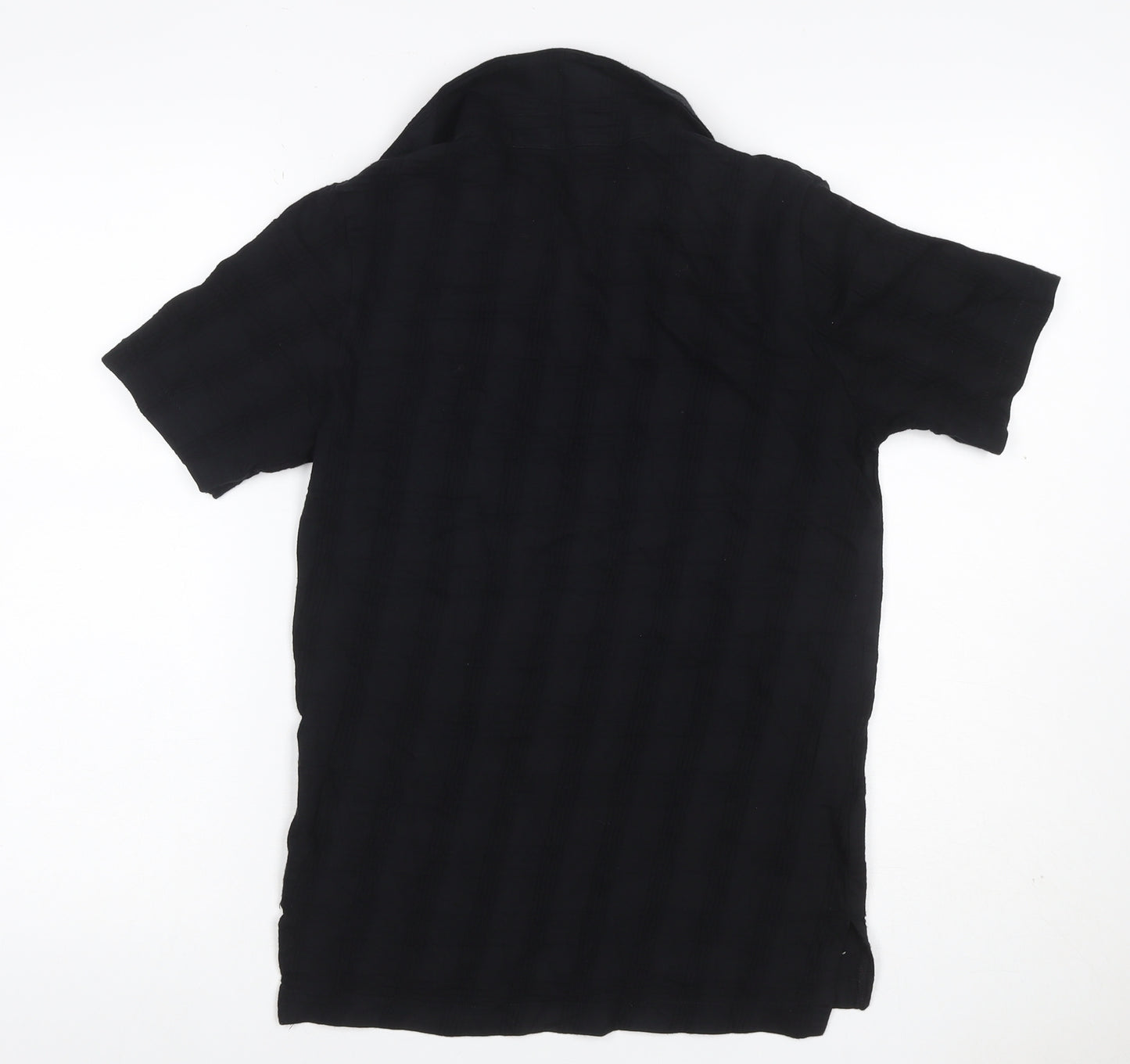 Farah Men's Black Size S Textured Check Short Sleeve Cotton Polo Shirt