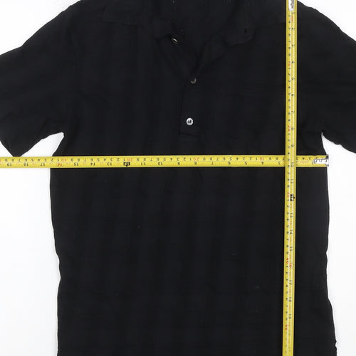 Farah Men's Black Size S Textured Check Short Sleeve Cotton Polo Shirt