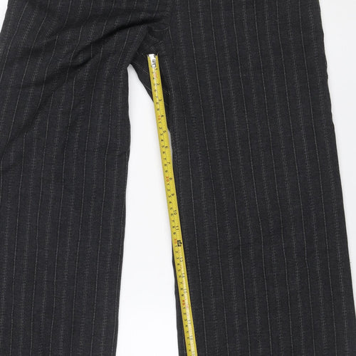 Next Women’s Black Pinstripe Wool Blend Tailored Trousers UK 12 Regular