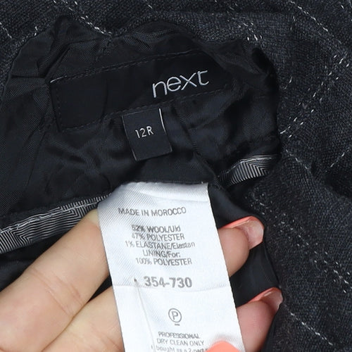 Next Women’s Black Pinstripe Wool Blend Tailored Trousers UK 12 Regular