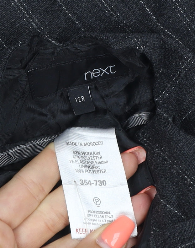 Next Women’s Black Pinstripe Wool Blend Tailored Trousers UK 12 Regular