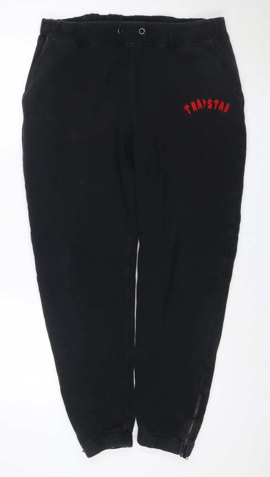 Trapstar Mens Black 2XL Jogger Sweatpants Fleece Logo Zip Pocket