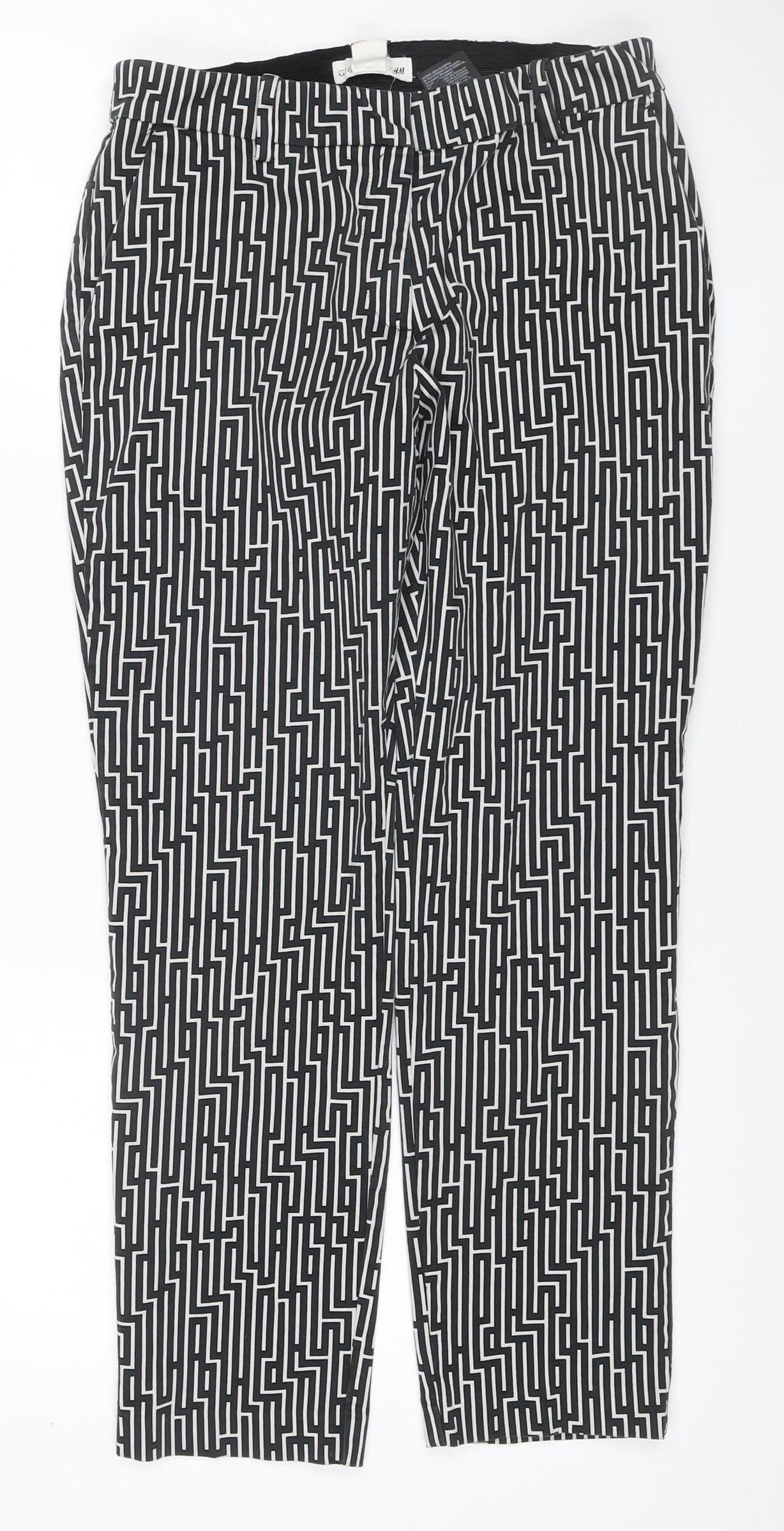 GP & J Baker x H&M Women’s Black White Geometric Tapered Trousers UK 12