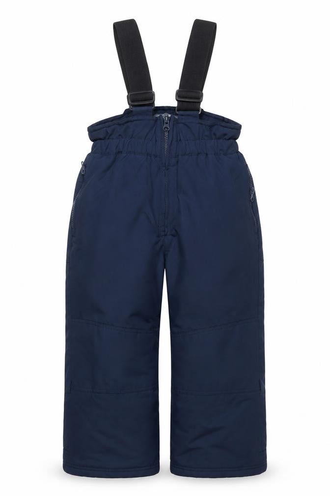 Front view of Blanc de Blanc boys’ blue 5 years snow pants ski bib braces nylon