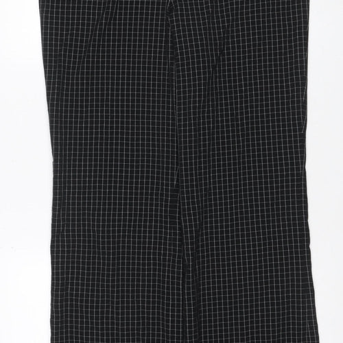 Nine West Women's Black Check Size 10 Wide-Leg Stretch Trousers