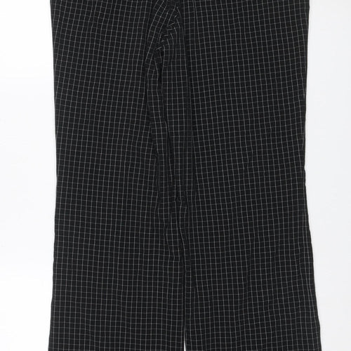 Nine West Women's Black Check Size 10 Wide-Leg Stretch Trousers