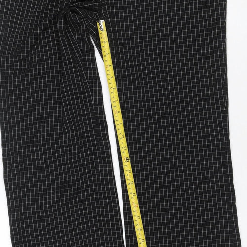 Nine West Women's Black Check Size 10 Wide-Leg Stretch Trousers