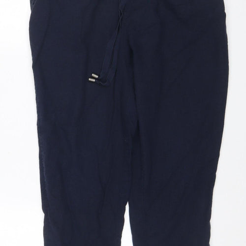 Fat Face Women’s Blue Petite UK 6 Linen Blend Cropped Wide Leg Trousers