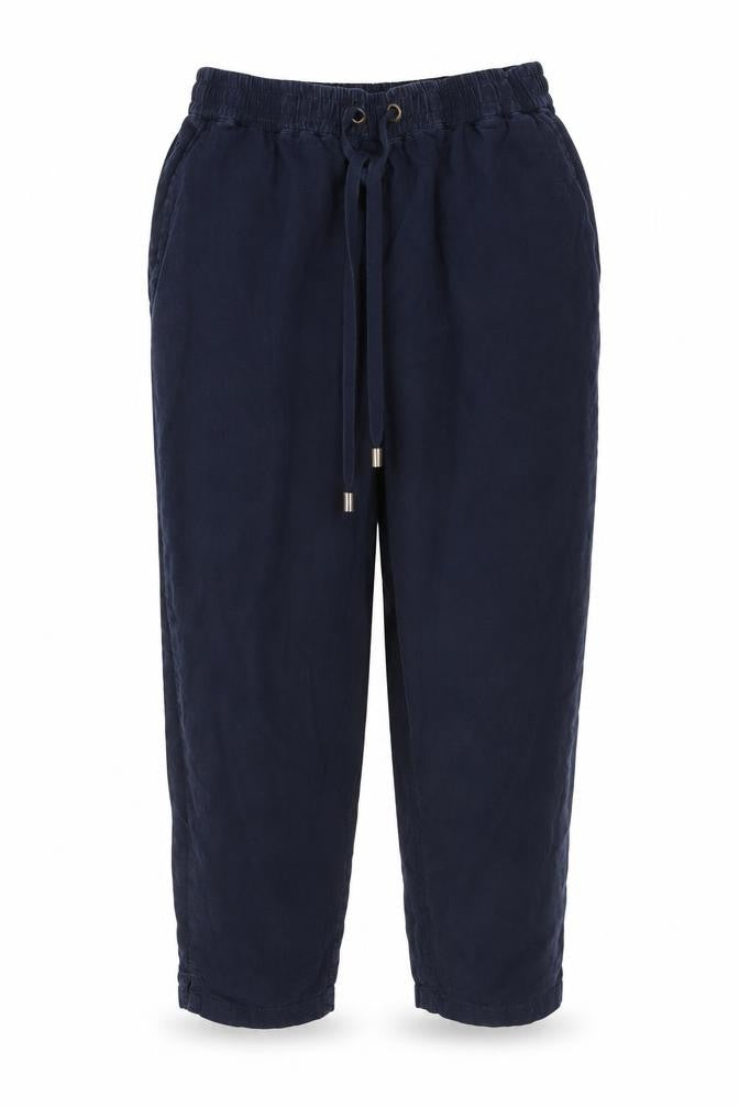 FatFace Women’s Blue Petite UK 6 Linen Blend Cropped Wide Leg Trousers