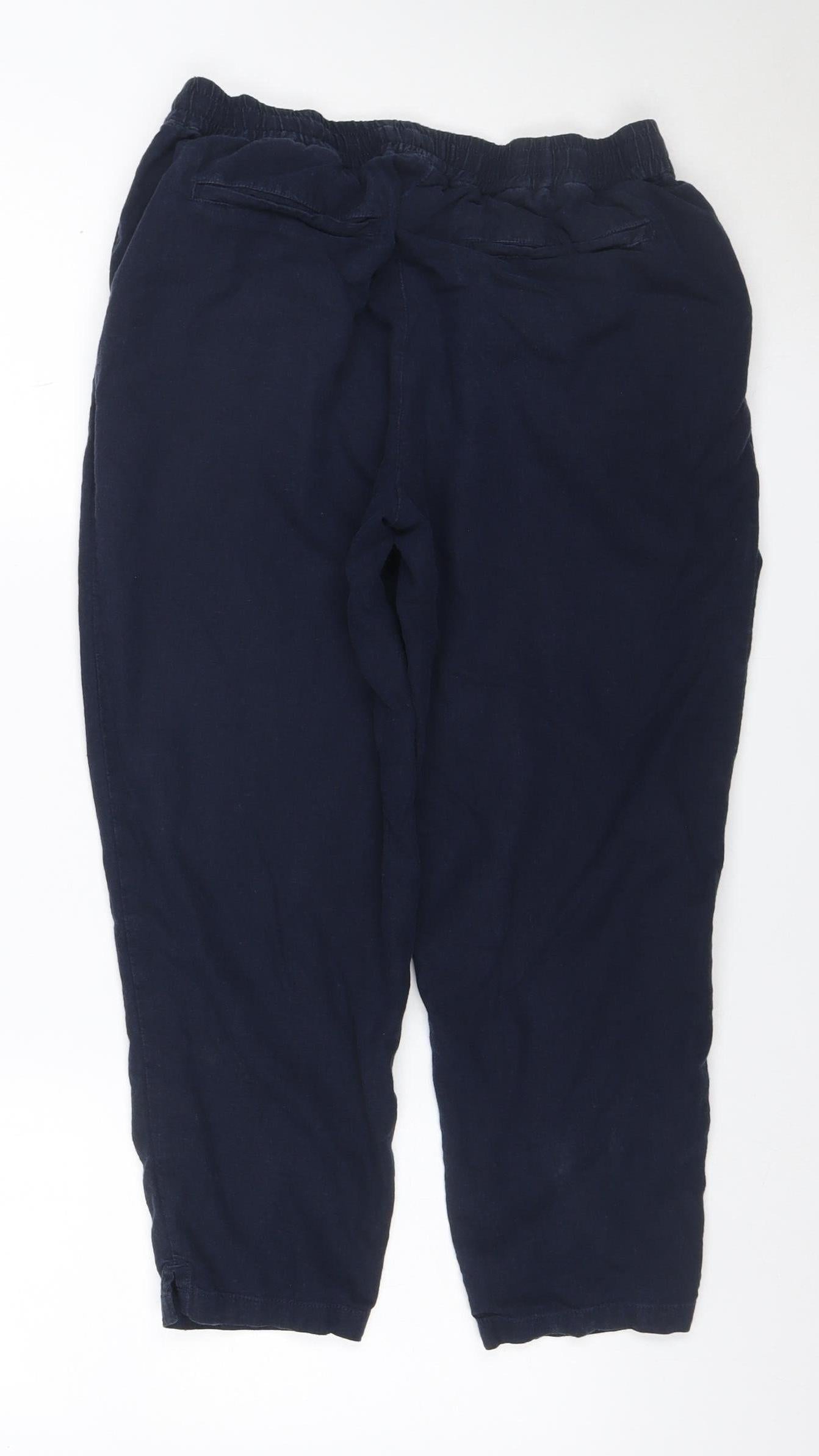 Fat Face Women’s Blue Petite UK 6 Linen Blend Cropped Wide Leg Trousers