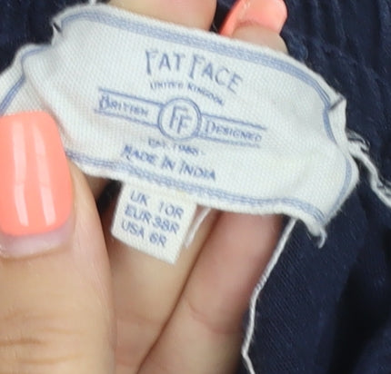 Fat Face Women’s Blue Petite UK 6 Linen Blend Cropped Wide Leg Trousers