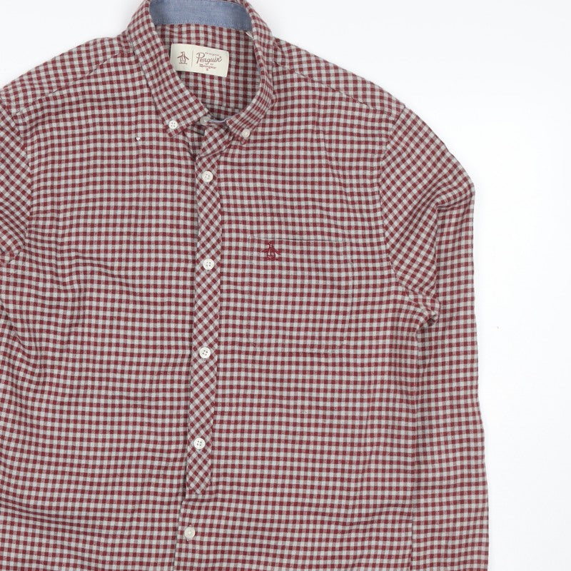 Additional view of Original Penguin Men’s Red Check Button-Down Shirt M Long Sleeve