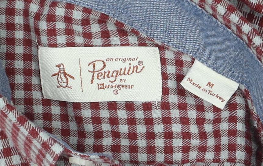 Additional view of Original Penguin Men’s Red Check Button-Down Shirt M Long Sleeve