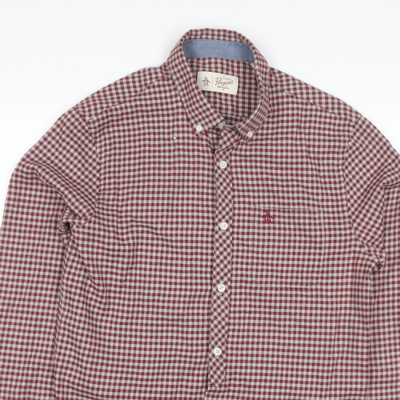 Additional view of Original Penguin Men’s Red Check Button-Down Shirt M Long Sleeve