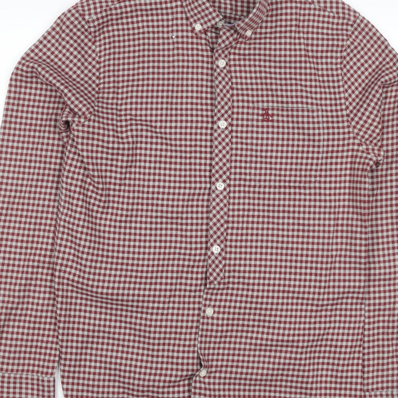 Additional view of Original Penguin Men’s Red Check Button-Down Shirt M Long Sleeve