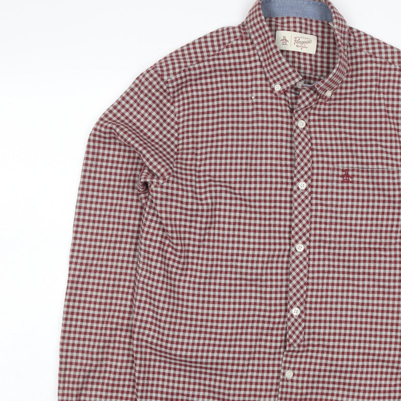 Additional view of Original Penguin Men’s Red Check Button-Down Shirt M Long Sleeve