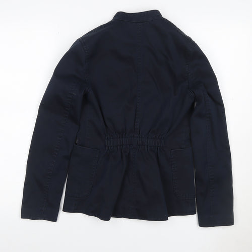 H&M Women’s Navy Military Jacket UK 4 Cotton Gold Snap Buttons
