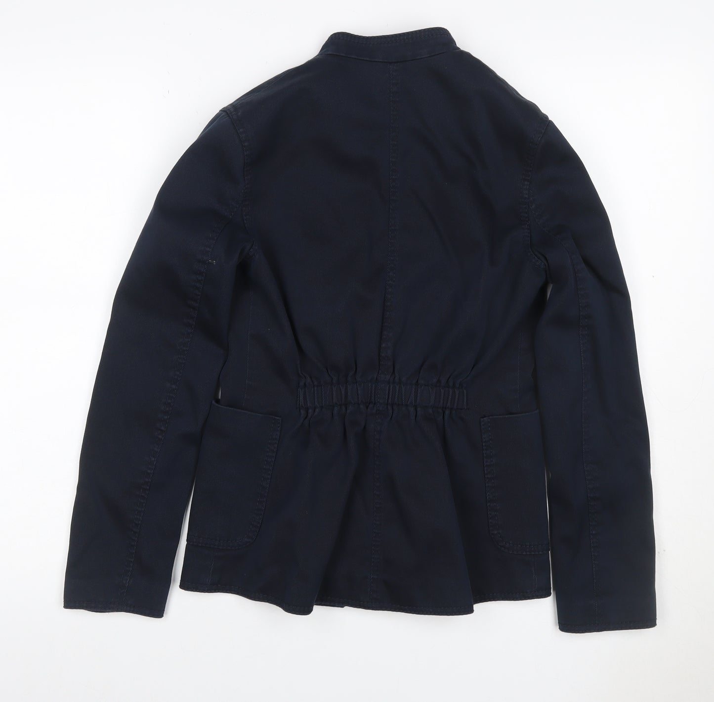 H&M Women’s Navy Military Jacket UK 4 Cotton Gold Snap Buttons
