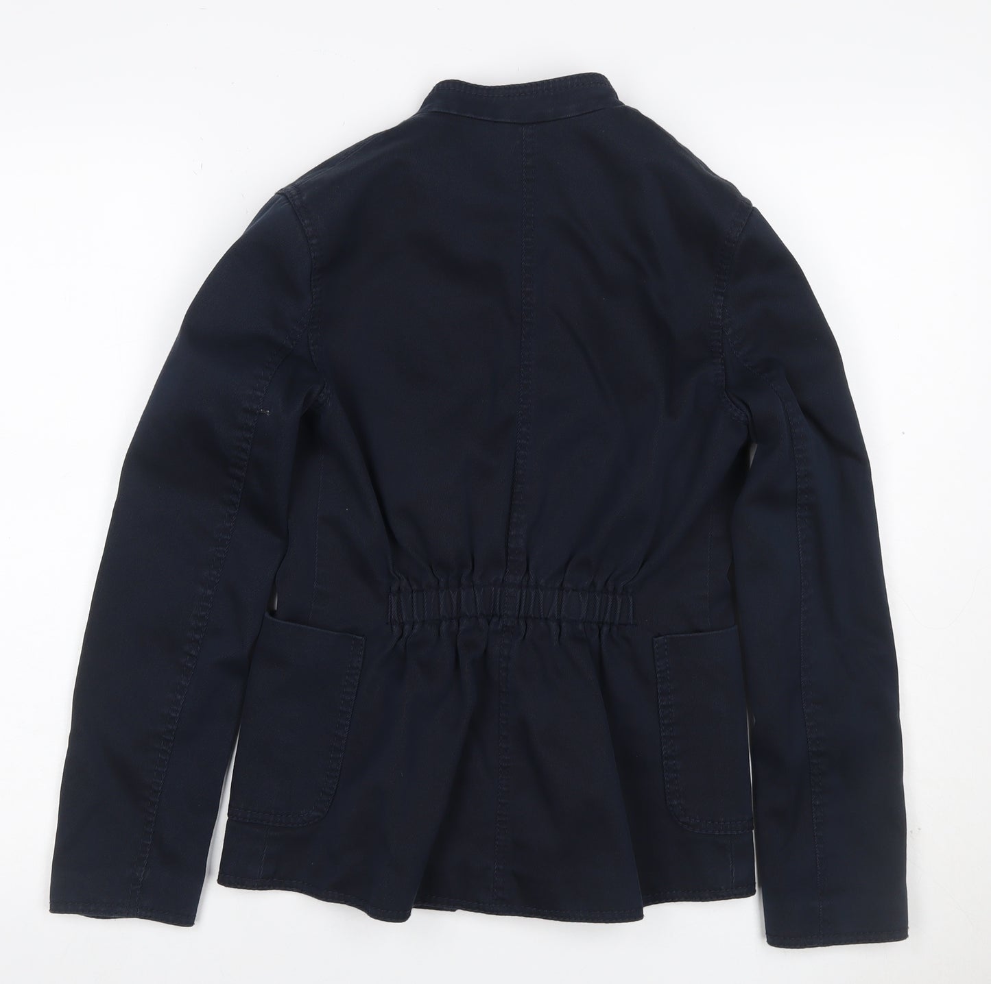 H&M Women’s Navy Military Jacket UK 4 Cotton Gold Snap Buttons