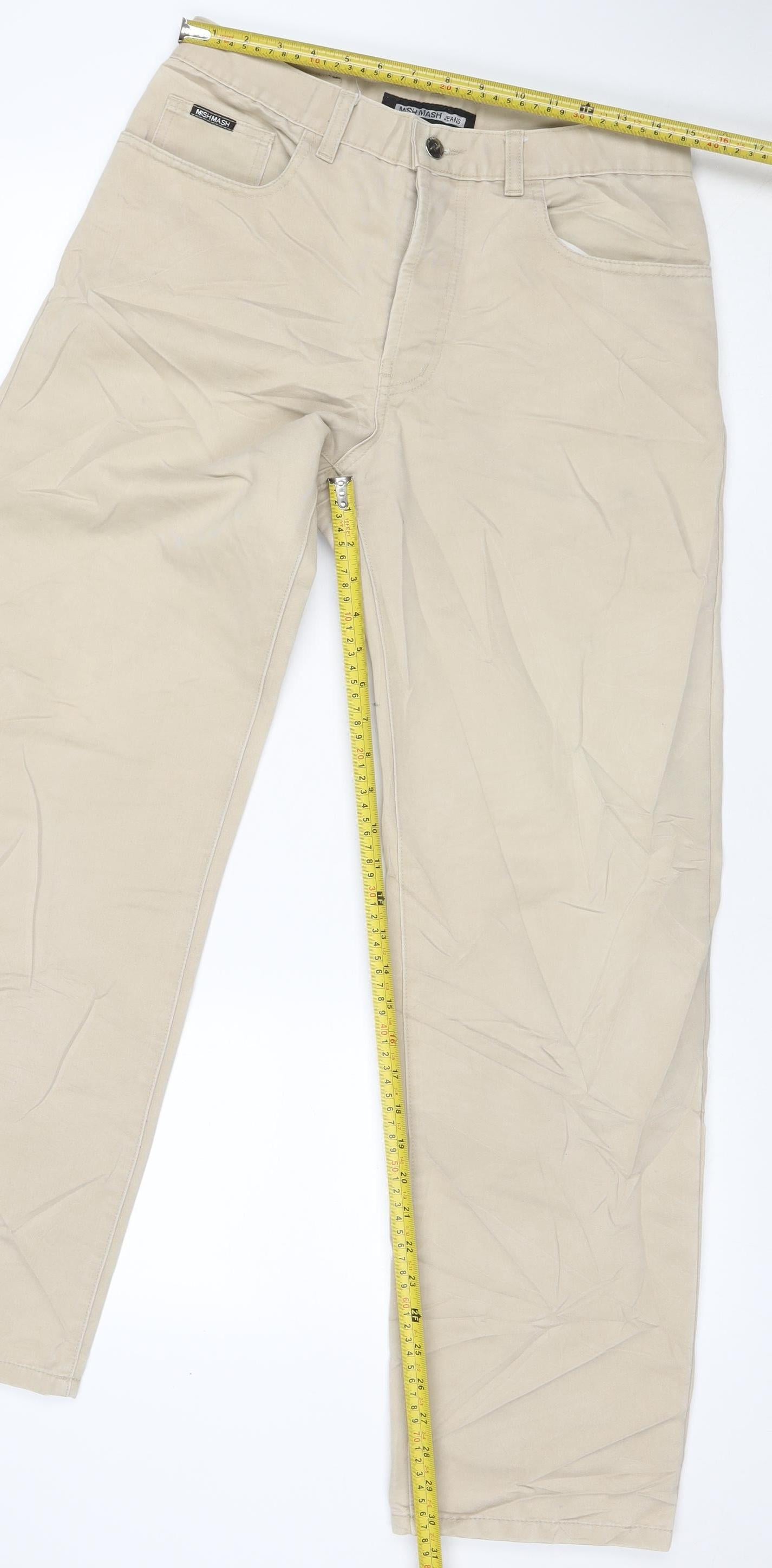 Mish Mash Men’s Beige Straight Jeans W32 Regular Cotton Blend