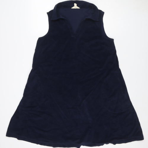 Seasalt Cornwall Women Blue UK 14 Fit & Flare Velvet Knee Dress Bow