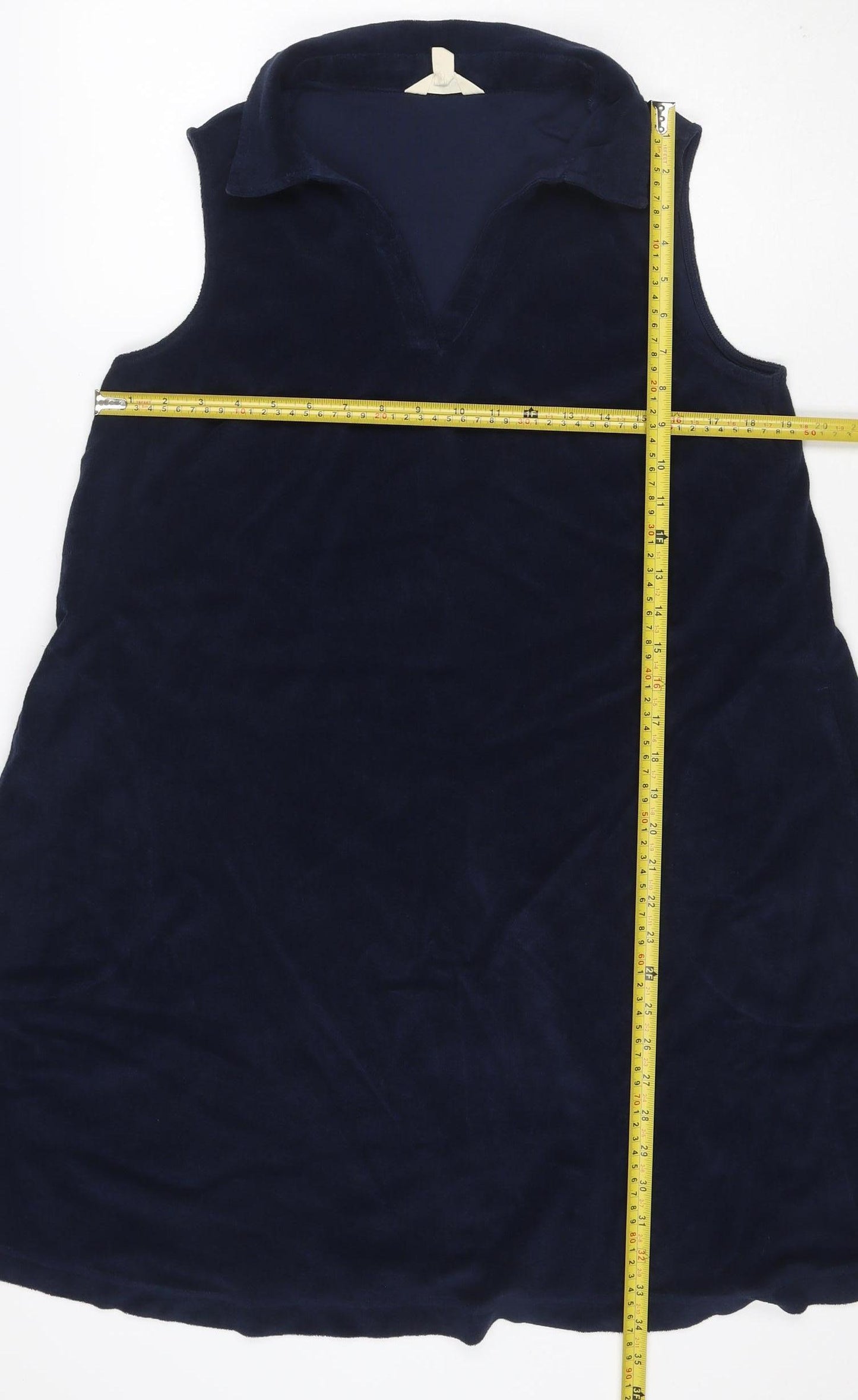 Seasalt Cornwall Women Blue UK 14 Fit & Flare Velvet Knee Dress Bow