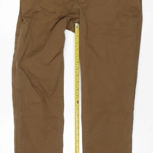 Racing Green Men’s Brown 34R Straight Fit Cotton Chino Trousers