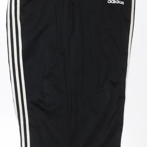 Adidas Teens Black L 3 Stripe Tapered Track Pants Joggers