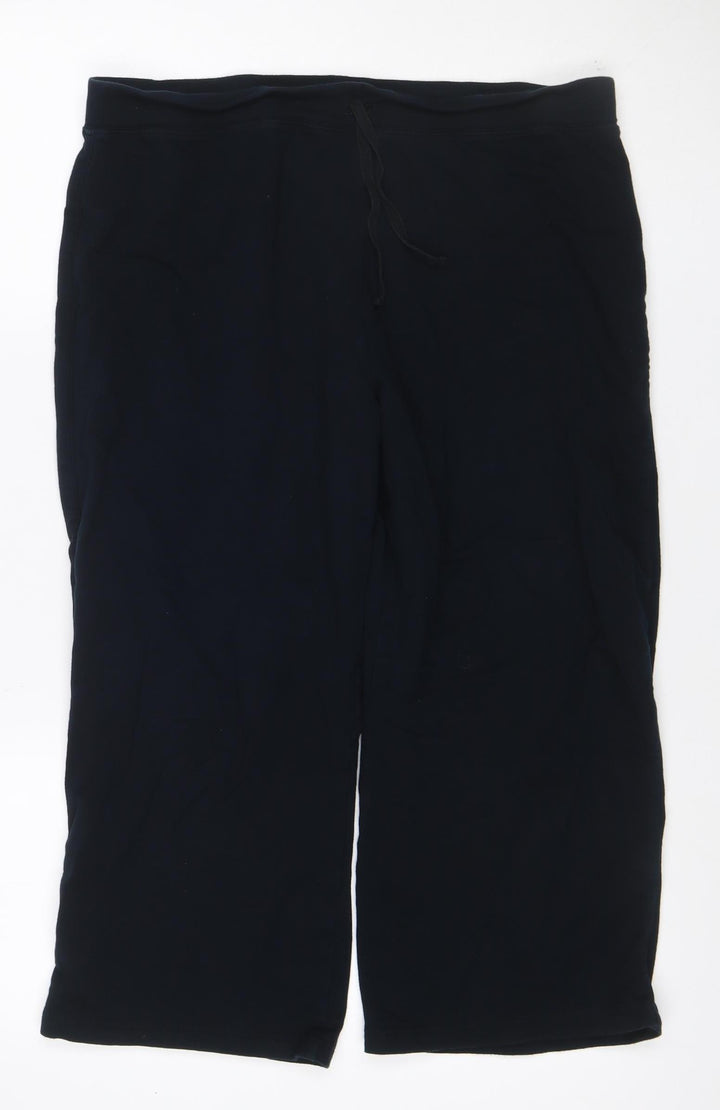 Marks and Spencer Women Black UK 18 Sweatpants Drawstring Cotton