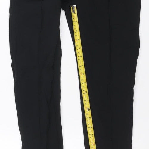 Zara Women Black S Polyamide Stretch Skinny Leggings Button Zip NWT