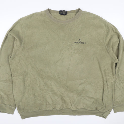 Antigua Men's Green XL Fairwinds Embroidered Crew Neck Fleece Sweatshirt
