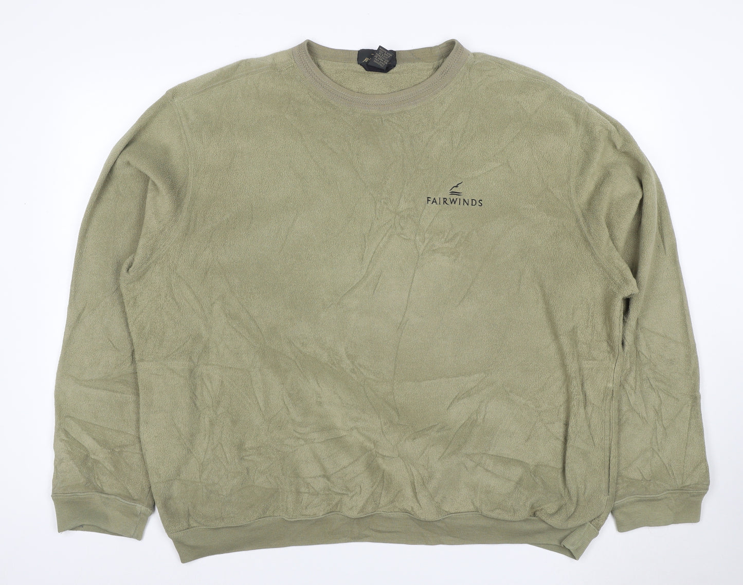 Antigua Men's Green XL Fairwinds Embroidered Crew Neck Fleece Sweatshirt