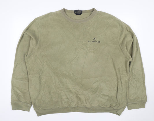 Antigua Men's Green XL Fairwinds Embroidered Crew Neck Fleece Sweatshirt