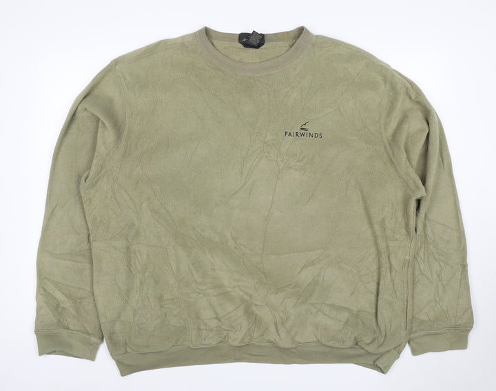 Antigua Men's Green XL Fairwinds Embroidered Crew Neck Fleece Sweatshirt