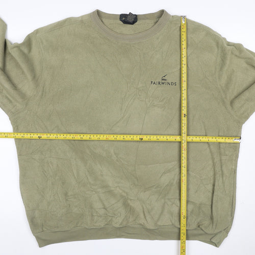 Antigua Men's Green XL Fairwinds Embroidered Crew Neck Fleece Sweatshirt