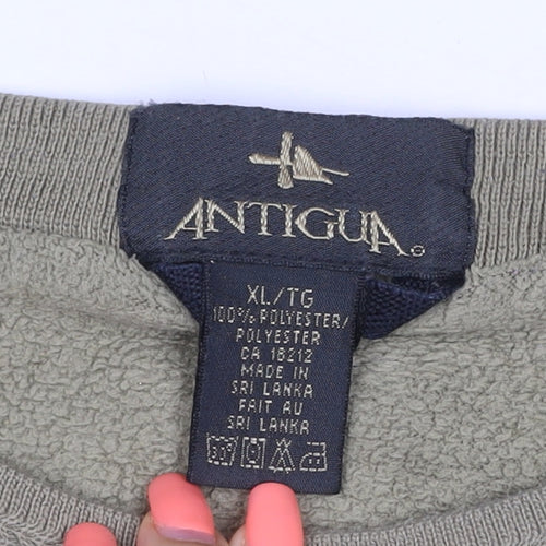 Antigua Men's Green XL Fairwinds Embroidered Crew Neck Fleece Sweatshirt