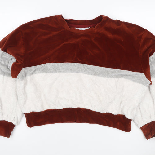 BIYKA Women’s Multicoloured L Velour Colourblock Pullover Sweatshirt