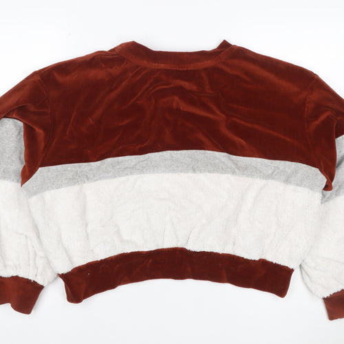 BIYKA Women’s Multicoloured L Velour Colourblock Pullover Sweatshirt