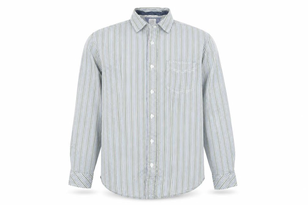 Front view of Tessera Men's Multicoloured Stripe Cotton Long Sleeve Shirt L Tailored