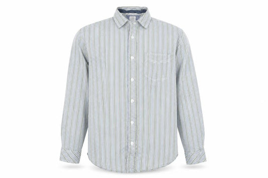 Front view of Tessera Men's Multicoloured Stripe Cotton Long Sleeve Shirt L Tailored