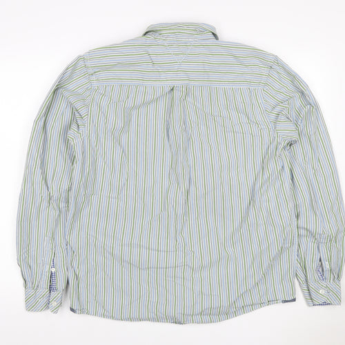 Tessera Men's Multicoloured Stripe Cotton Long Sleeve Shirt L Tailored