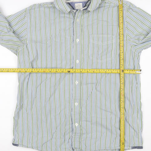 Tessera Men's Multicoloured Stripe Cotton Long Sleeve Shirt L Tailored