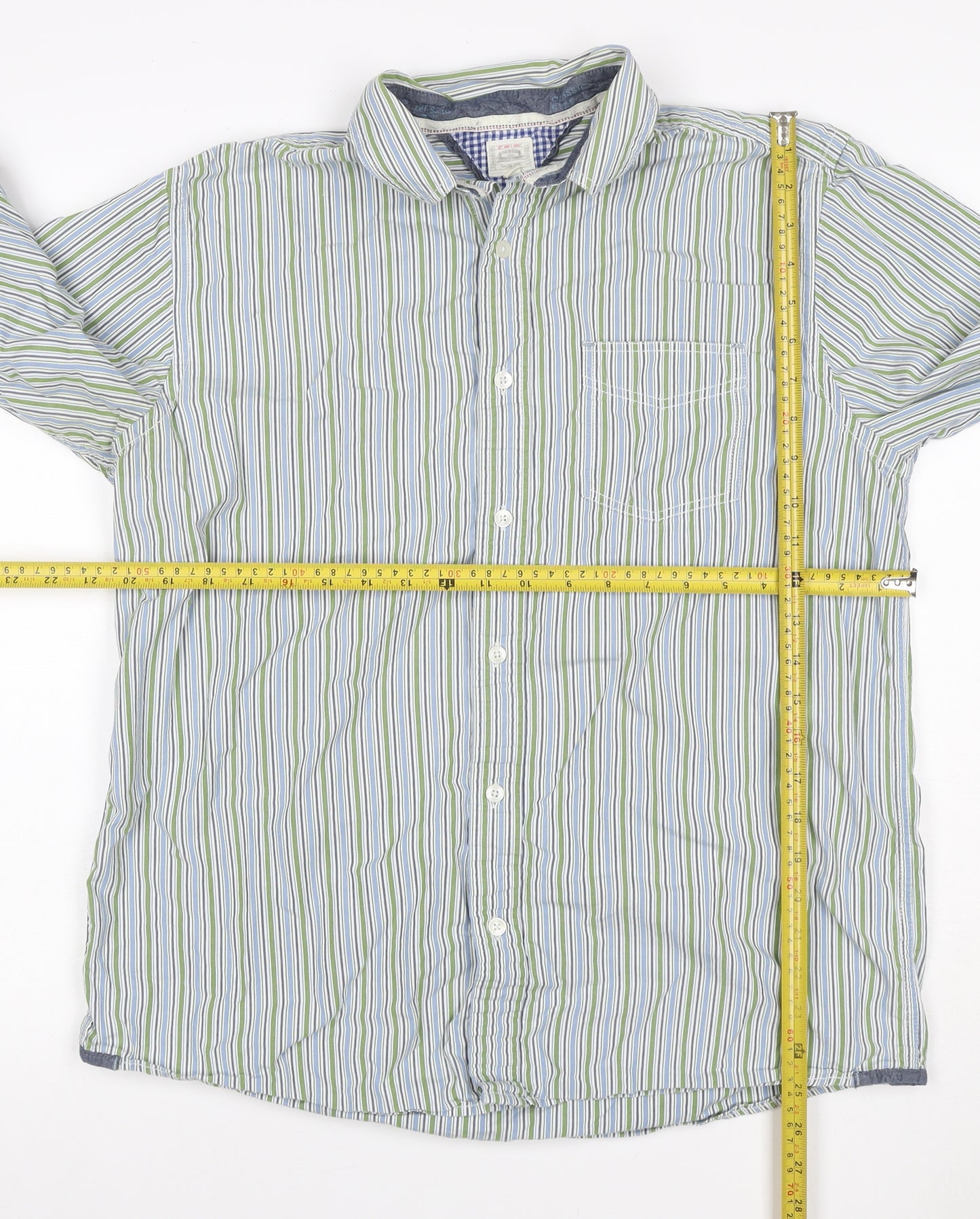 Tessera Men's Multicoloured Stripe Cotton Long Sleeve Shirt L Tailored