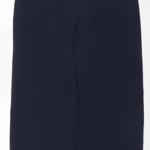 Marks & Spencer Women Navy UK 18 Wide Leg Belted Tailored Trousers