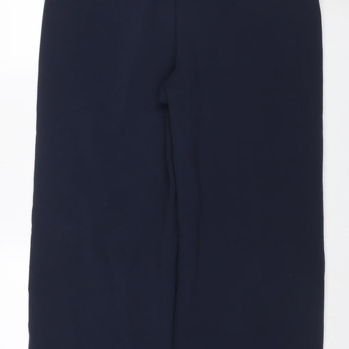 Marks & Spencer Women Navy UK 18 Wide Leg Belted Tailored Trousers