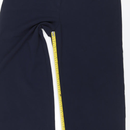 Marks & Spencer Women Navy UK 18 Wide Leg Belted Tailored Trousers